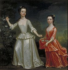 An oil on canvas portrait of Catherine and Elizabeth Wyndham