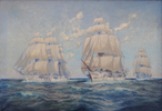 The Imperial German Navy sail training ships, Stosch, Stein, and Gneisenau in 1896