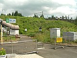 津軽二股駅出入口からみた旧津軽今別駅（連絡通路通路閉鎖前）（2010年8月）