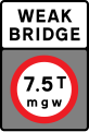 Vehicles exceeding an indicated gross weight prohibited from crossing bridge (1994–2011, replaced with lower-case t)