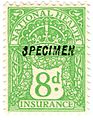 United Kingdom 1920 8d national health insurance stamp overprinted SPECIMEN
