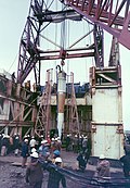 The Cannikin warhead being lowered into test shaft
