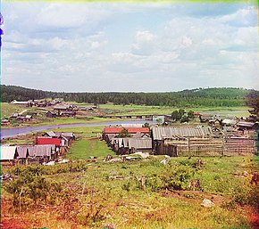 Вид деревни Палкино с юга. С. М. Прокудин-Горский. 1912 год