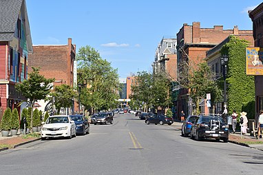 A view of Allen Street from the west end