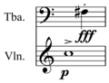 Image 39Notation indicating differing pitch, dynamics, articulation, and instrumentation (from Elements of music)
