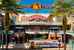 Centro Ybor complex with a TECO Line car passing in front