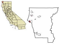 Location of Crescent City in Del Norte County
