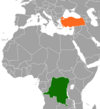 Location map for the Democratic Republic of the Congo and Turkey.