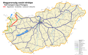 ヘジェシュハロム - ソンバトヘイ線の路線図