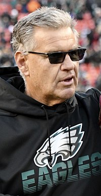 Stoutland coaching with the Eagles in 2019