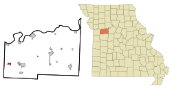 Location of Bates City, Missouri