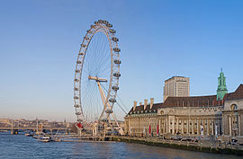 Das London Eye, South Bank bei der County Hall