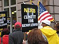 Image 46Union members picketing recent NLRB rulings outside the agency's Washington, D.C., headquarters in November 2007.