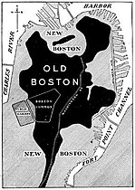 Washington St. As prominent fixture in Old Boston map