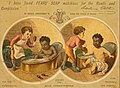 The original Pears soap advert based on the fable Washing the Blackamoor white, published in the Graphic for Christmas 1884