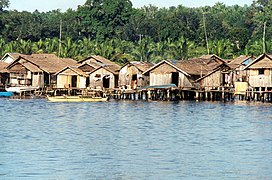 Sama-Bajau villages are typically built directly on shallow water.