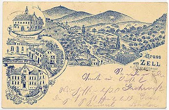 Alte Postkarte von Zell an der Bergstraße