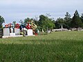 Rosefield graveyard with Rosefield Baptist Church in the background