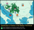 Distribution of Serbs in the Balkan Peninsula.