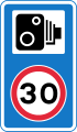 Speed camera ahead with reminder of 30 miles per hour speed limit