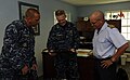 The former Commander of The Barbados Coast Guard, the late lieutenant Commander Sean Reece, meets two US Chiefs of Staff during a visit to the island