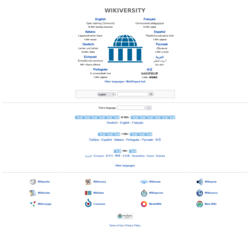 Detail of the Wikiversity multilingual portal main page.