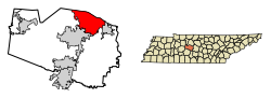 Location of Brentwood in Williamson County, Tennessee.