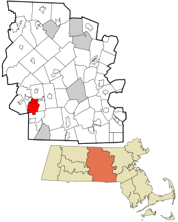 Location in Worcester County and the state of Massachusetts.