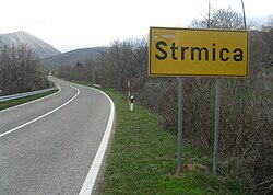 Traffic sign at the village entrance