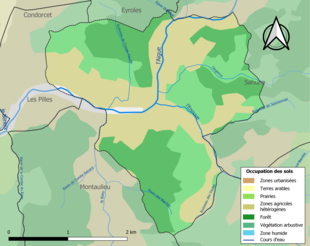 Carte en couleurs présentant l'occupation des sols.