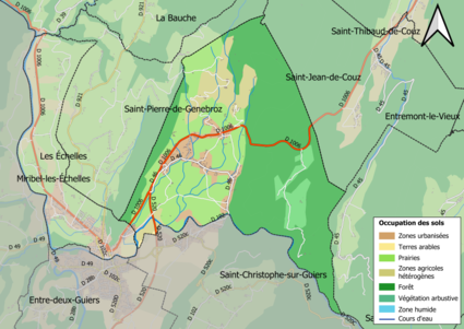 Carte en couleurs présentant l'occupation des sols.