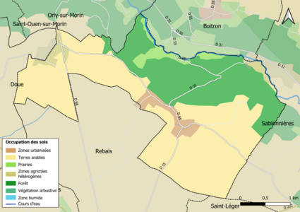 Carte des infrastructures et de l'occupation des sols en 2018 (CLC) de la commune.