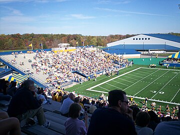 North end zone seats with Field House in background, October 2008