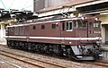 JR East EF64 1001 in brown with white stripe at Takasaki Station in April 2007