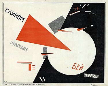 Constructivism – Beat the Whites with the Red Wedges, by El Lissitzky (1919–1920), lithographic poster, Russian State Library, Moscow