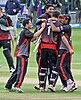 Leicestershire celebrating a victory