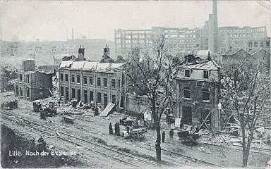 Vue du quartier de Moulins après l'explosion