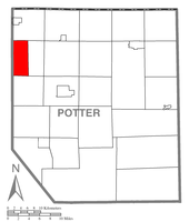 Map of Potter County, Pennsylvania highlighting Pleasant Valley Township