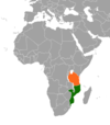 Location map for Mozambique and Tanzania.