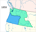 El Territorio de Washington (verde) y el Estado de Oregón en 1859.