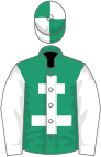 EMERALD GREEN, white cross of lorraine and sleeves, quartered cap