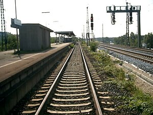 Railway track next to island platform