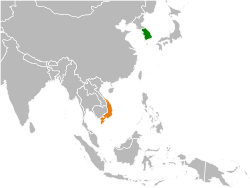 South KoreaとSouth Vietnamの位置を示した地図