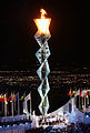 Olympic flame lit at the 2002 Winter Olympics in Salt Lake City, Utah.