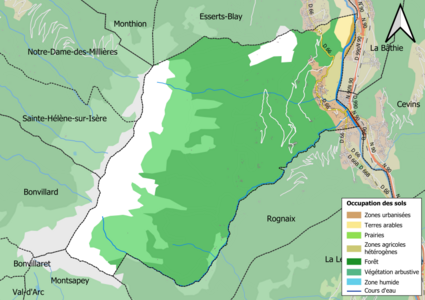 Carte en couleurs présentant l'occupation des sols.