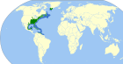 Aire de répartition de l'Anguille d'Amérique