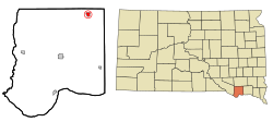 Location in Bon Homme County and the state of South Dakota