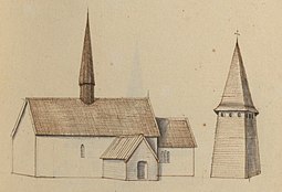 Kyrkan på teckning omkring 1670. [1]