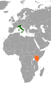 Mappa che indica l'ubicazione di Italia e Kenya