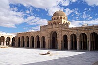 The Great Mosque of Kairouan also called the Mosque of Uqba is at the same time the oldest mosque in North Africa (founded in 670 and still used as a place of worship) and one of the most important monuments of Islamic civilisation,[31][32] situated in Kairouan, Tunisia.